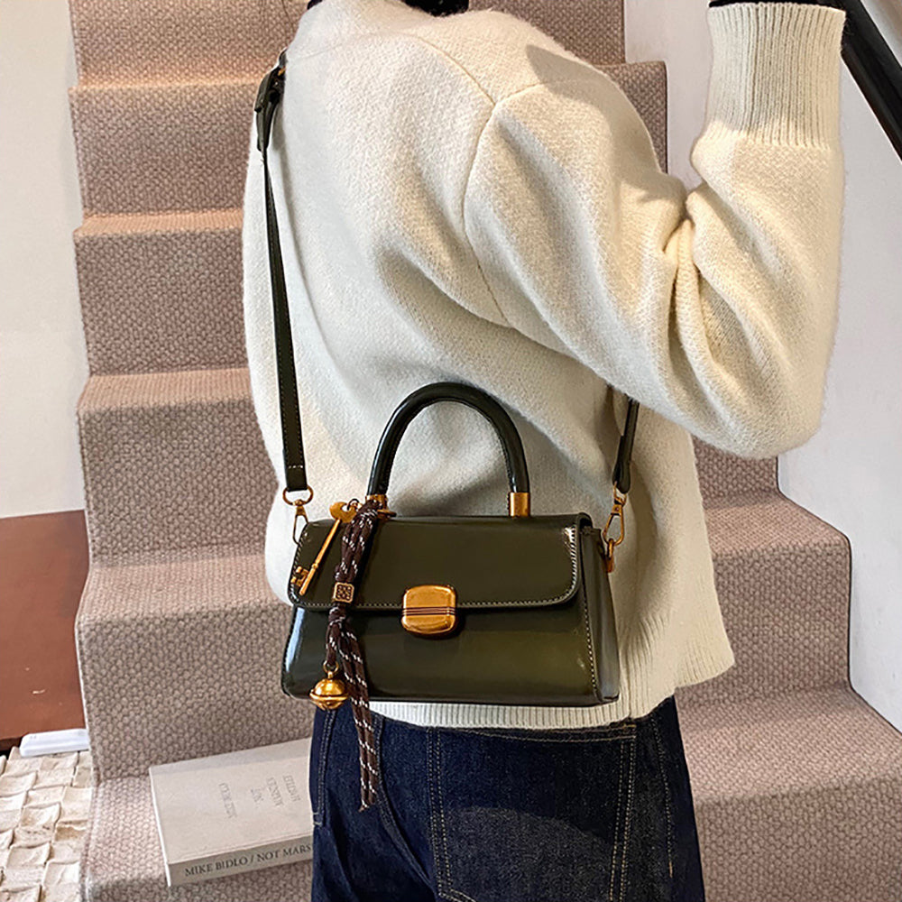 Suede Structured Shoulder Bag