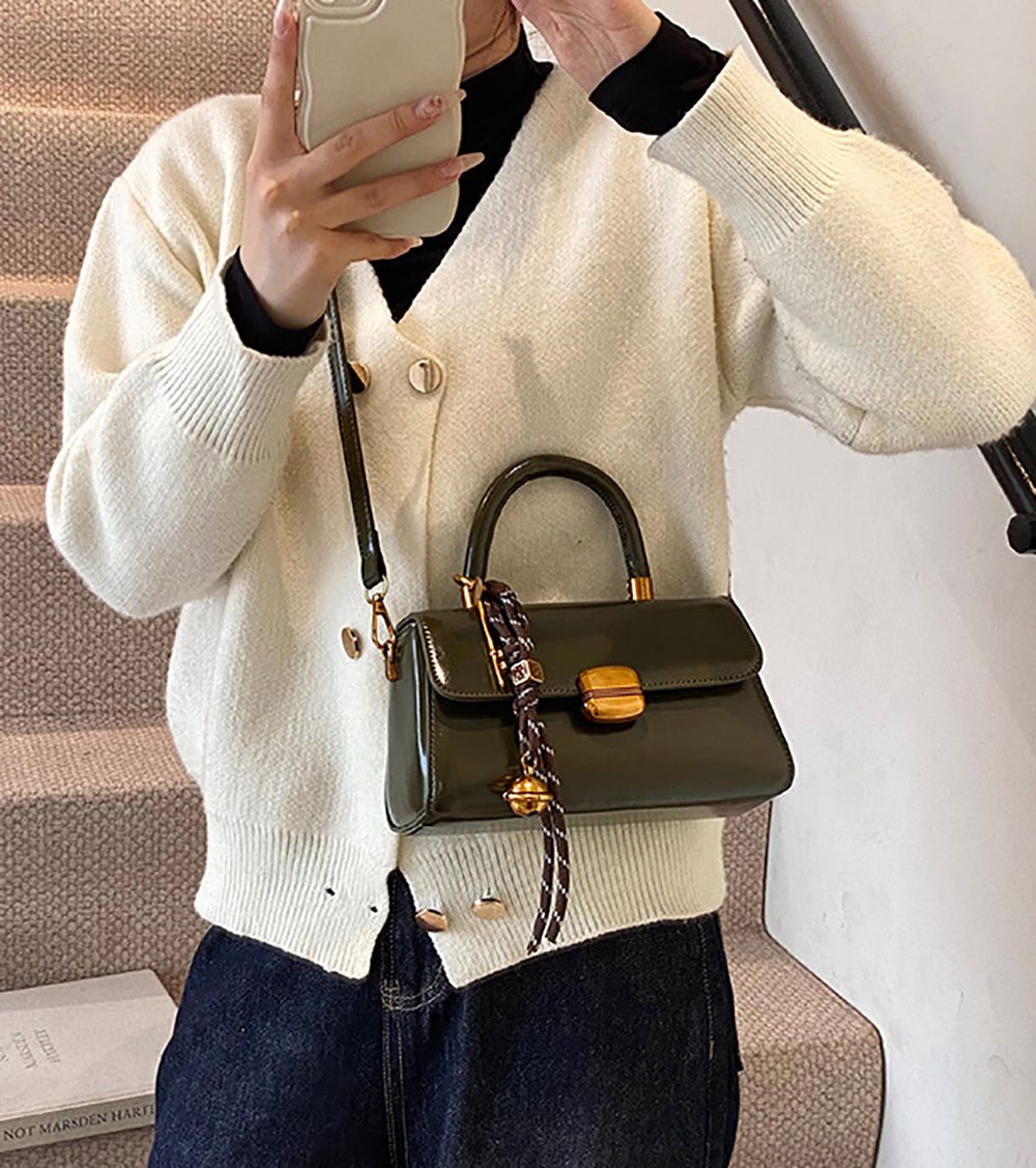 Suede Structured Shoulder Bag