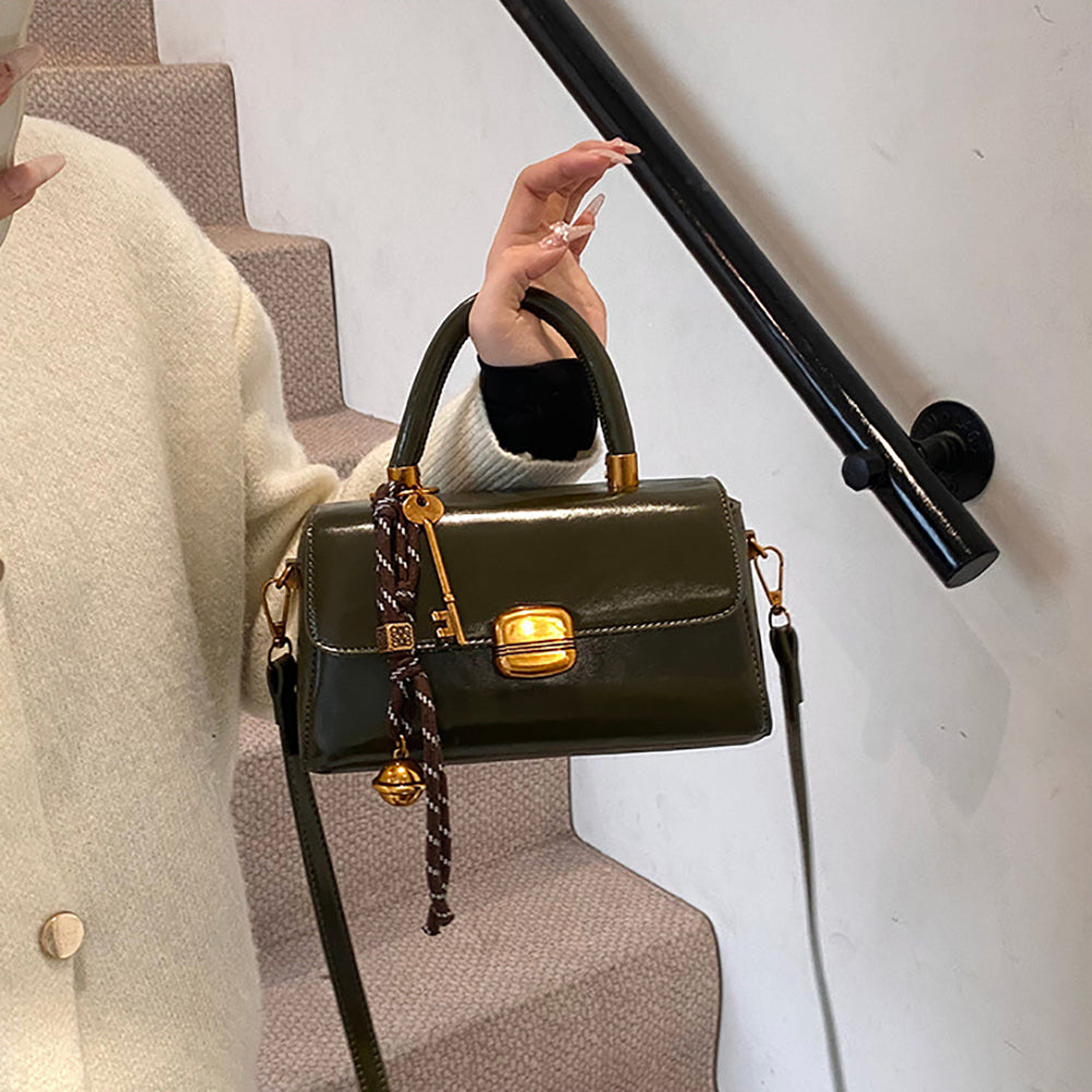 Suede Structured Shoulder Bag