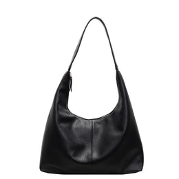 Black Solid One Handle Shoulder Bag
