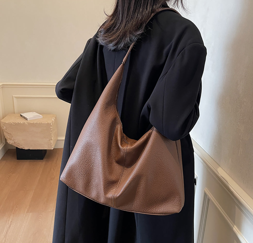 Brown Solid One Handle Shoulder Bag