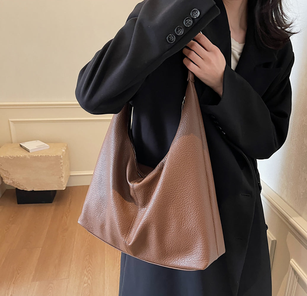Brown Solid One Handle Shoulder Bag