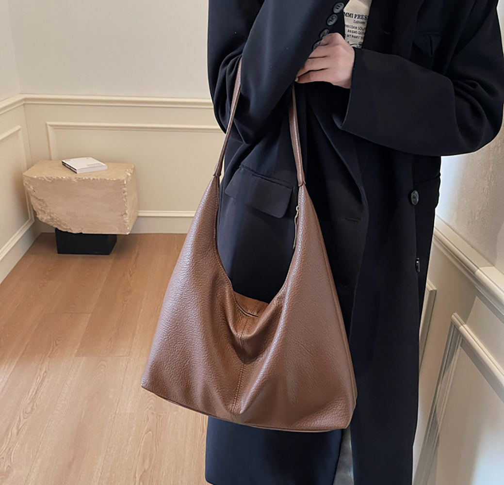 Brown Solid One Handle Shoulder Bag