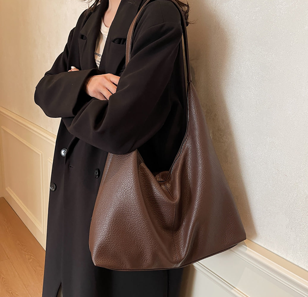 Brown Solid One Handle Shoulder Bag