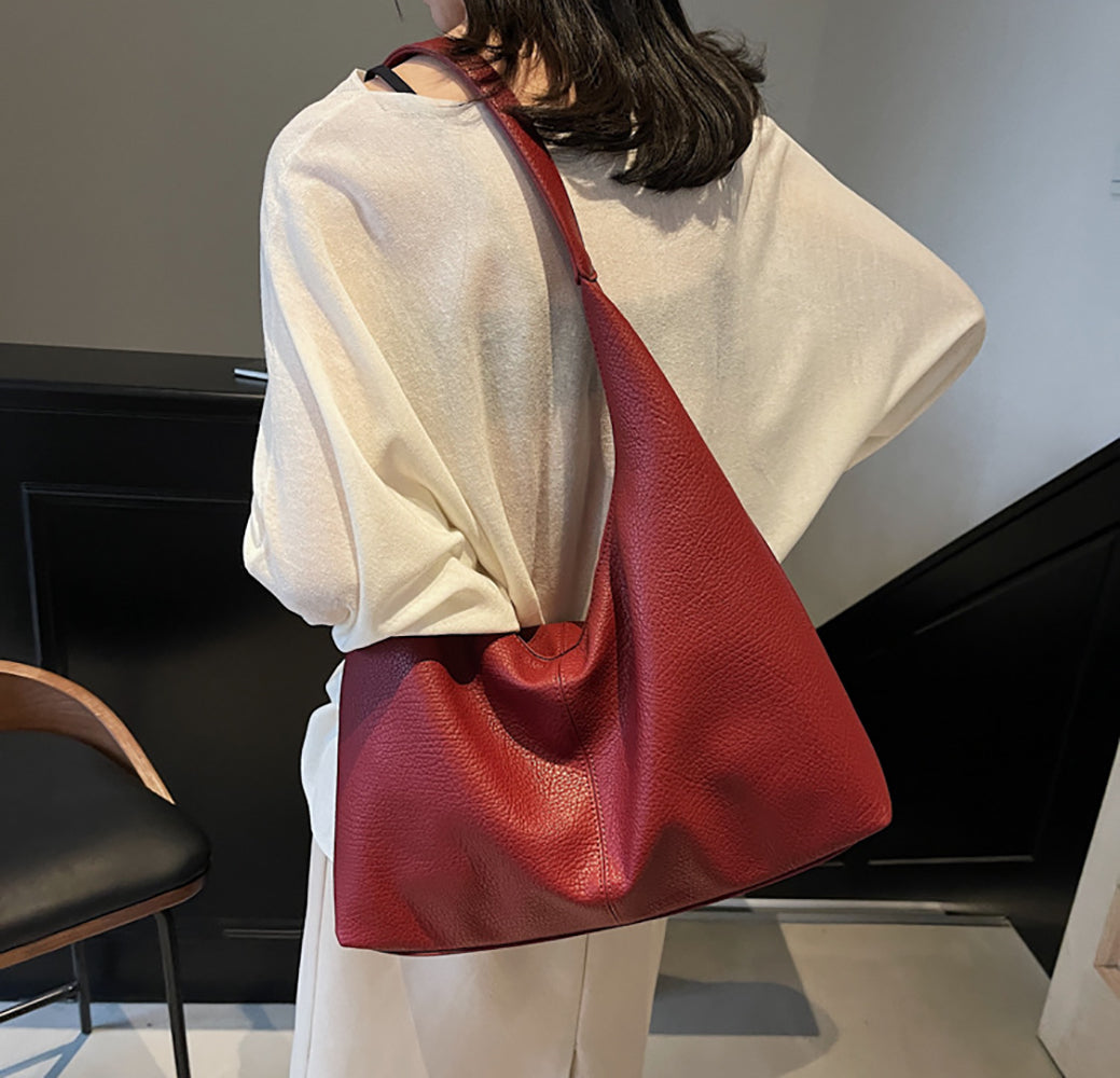 Maroon Solid One Handle Shoulder Bag