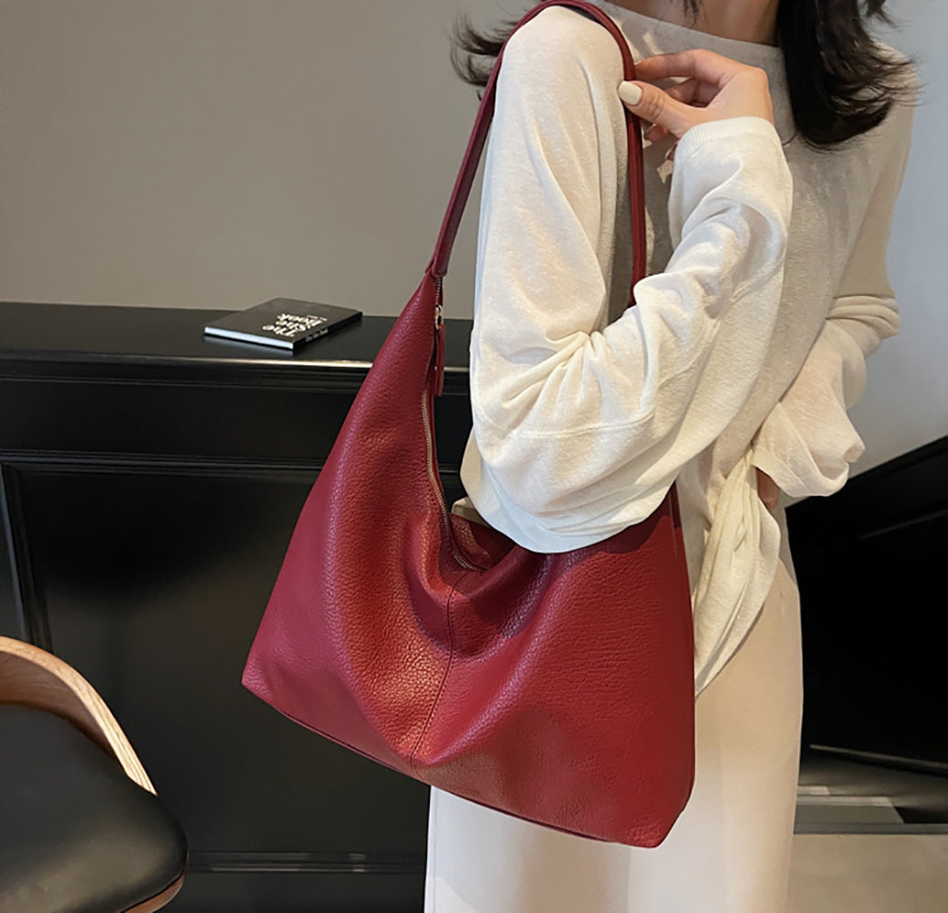 Maroon Solid One Handle Shoulder Bag