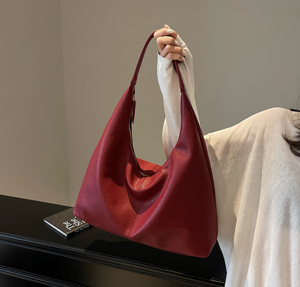 Maroon Solid One Handle Shoulder Bag