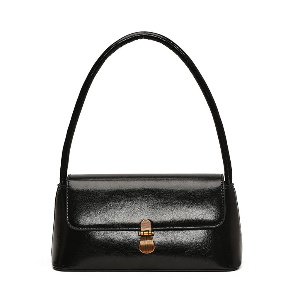 Black Solid One Handle Shoulder Bag