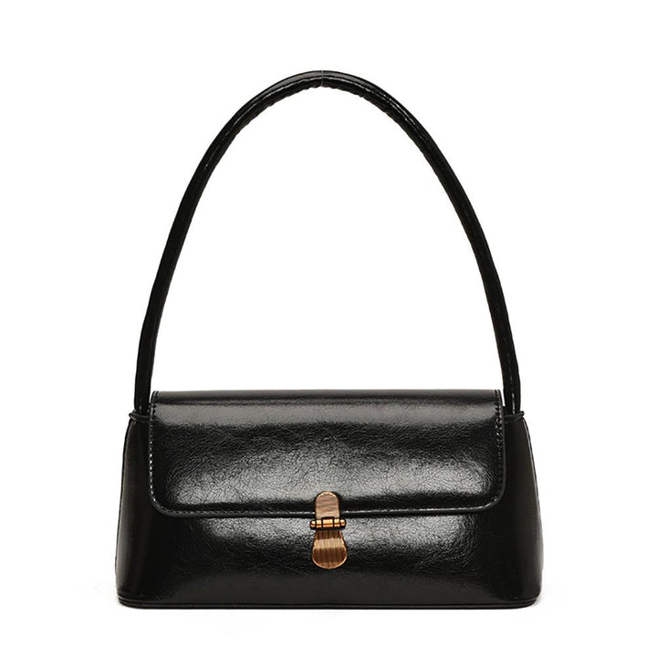 Black Solid One Handle Shoulder Bag