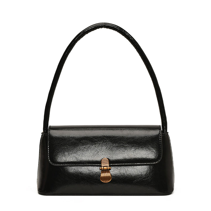 Black Solid One Handle Shoulder Bag