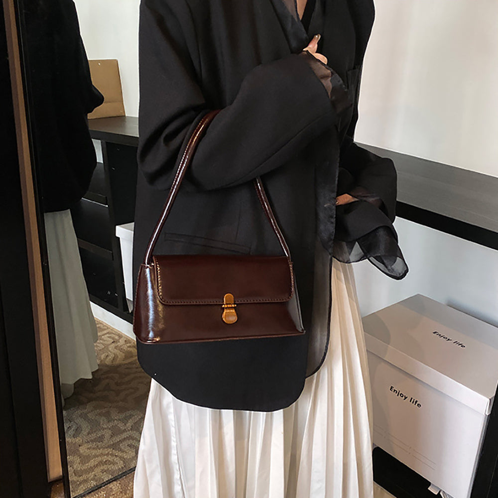 Red Solid One Handle Shoulder Bag