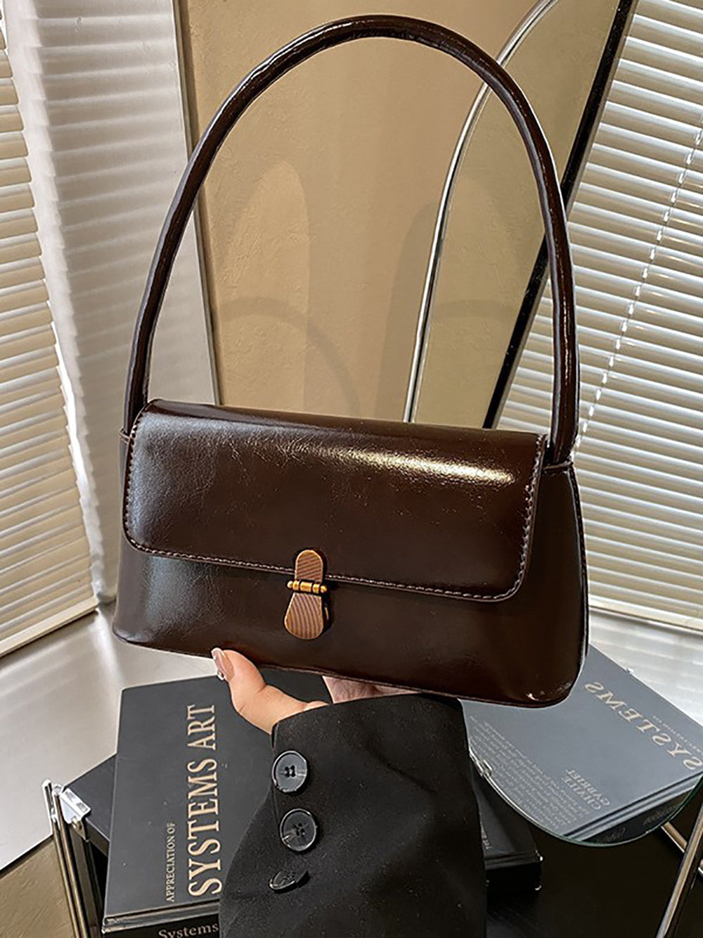 Red Solid One Handle Shoulder Bag