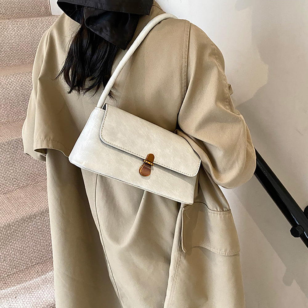 Grey Solid One Handle Shoulder Bag