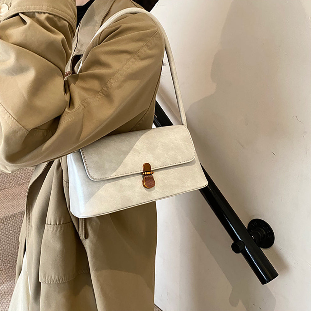 Grey Solid One Handle Shoulder Bag