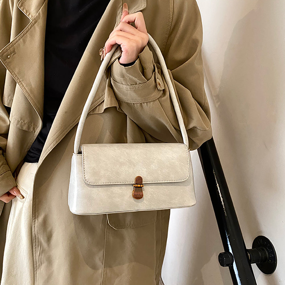 Grey Solid One Handle Shoulder Bag