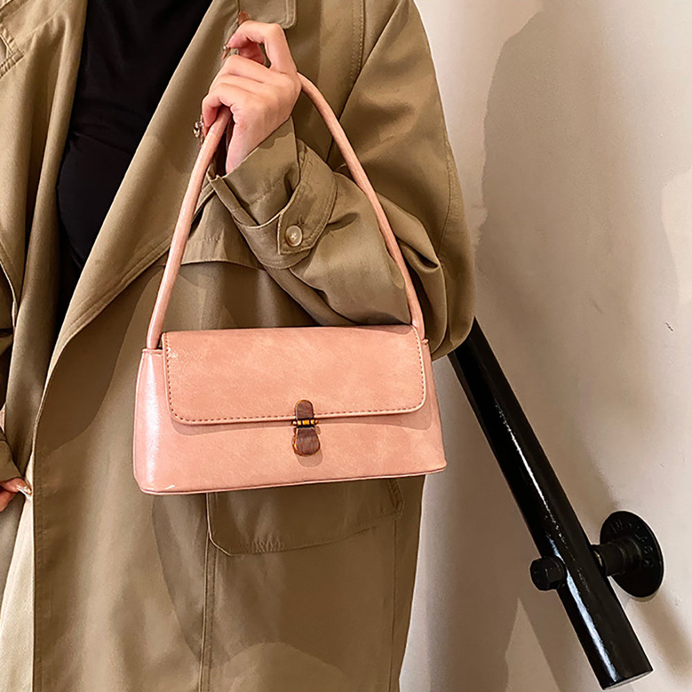 Pink Solid One Handle Shoulder Bag