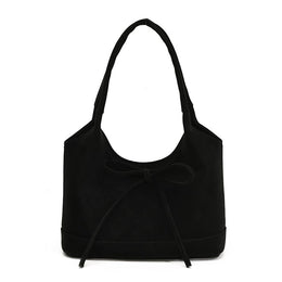 Black Solid One Handle Shoulder Bag