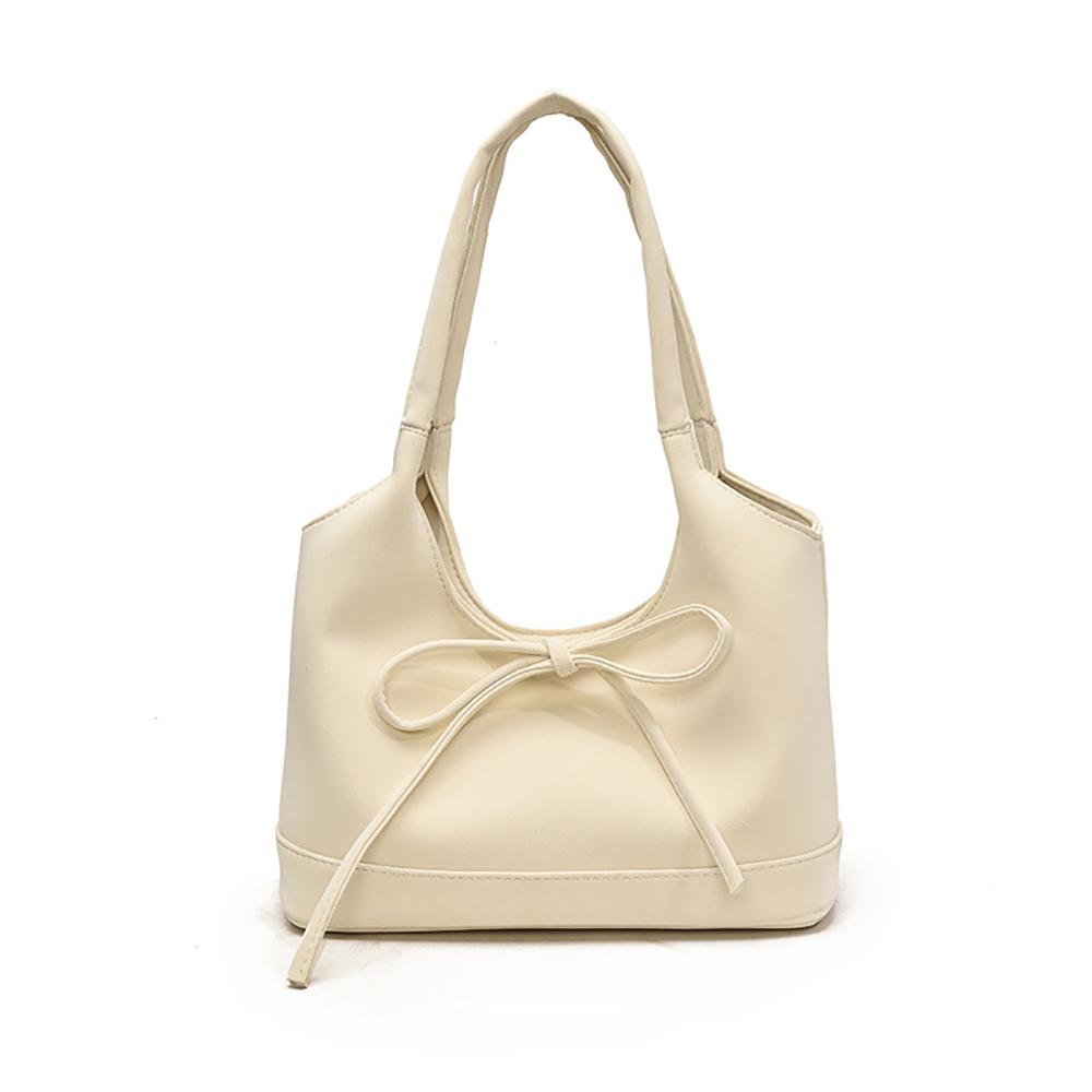 White Solid One Handle Shoulder Bag