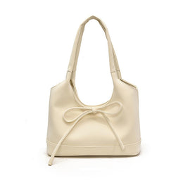 White Solid One Handle Shoulder Bag