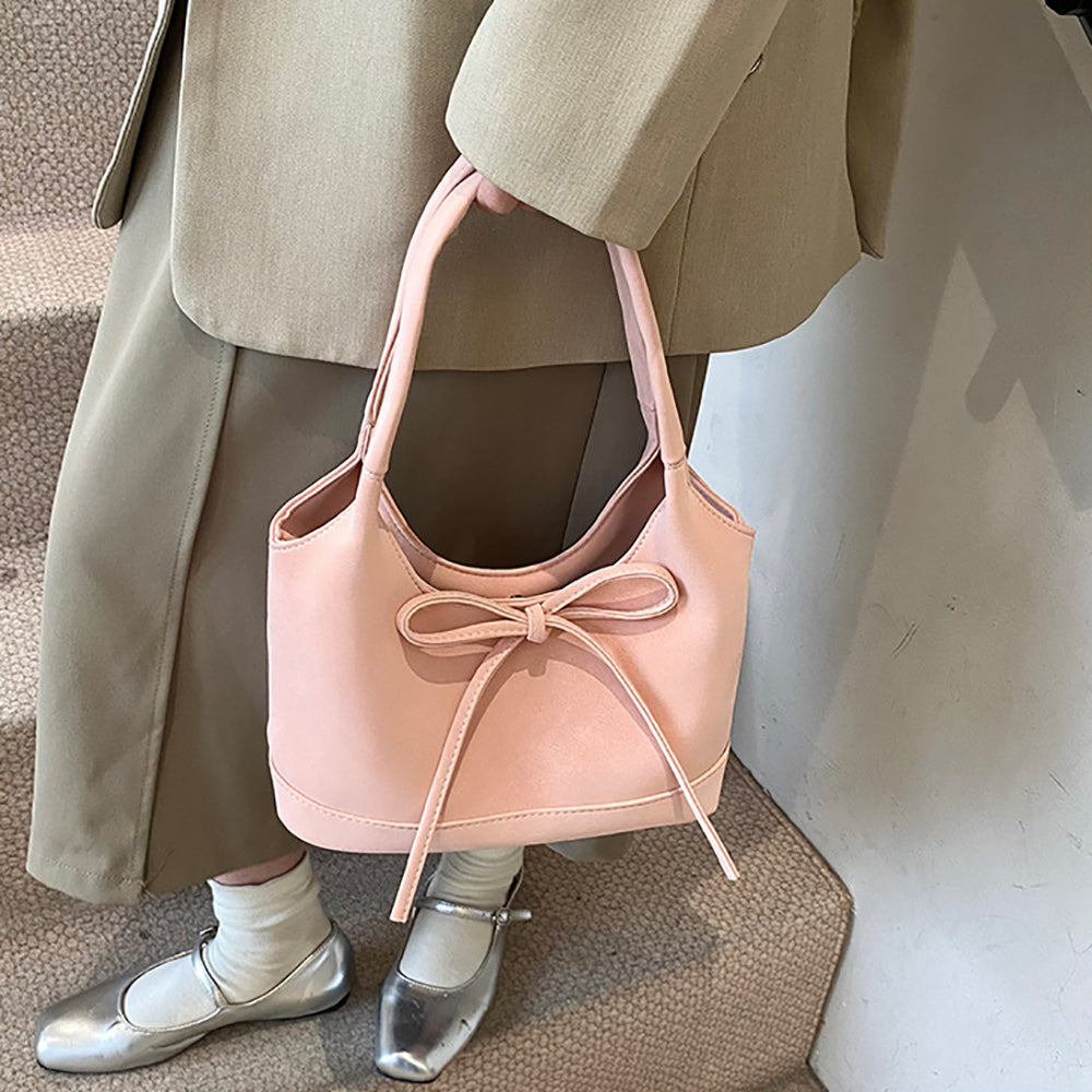 Pink Solid One Handle Shoulder Bag