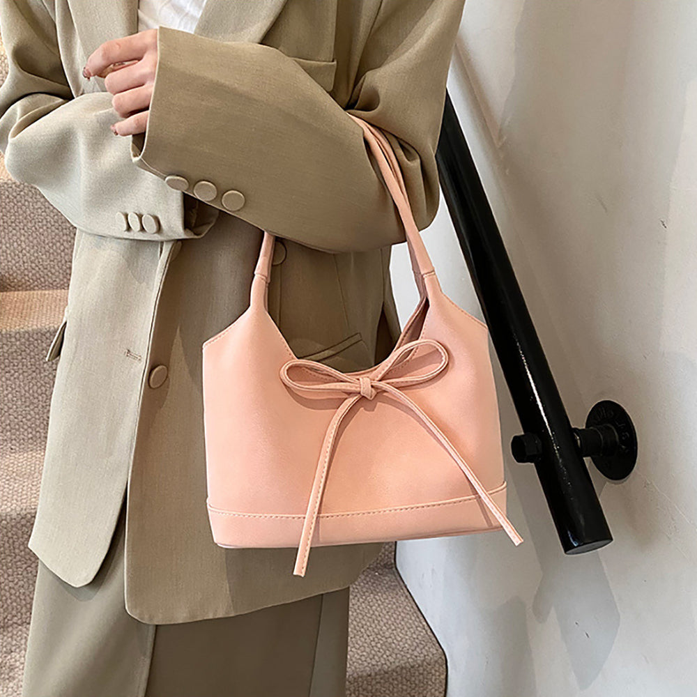 Pink Solid One Handle Shoulder Bag