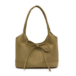 Khaki Solid One Handle Shoulder Bag