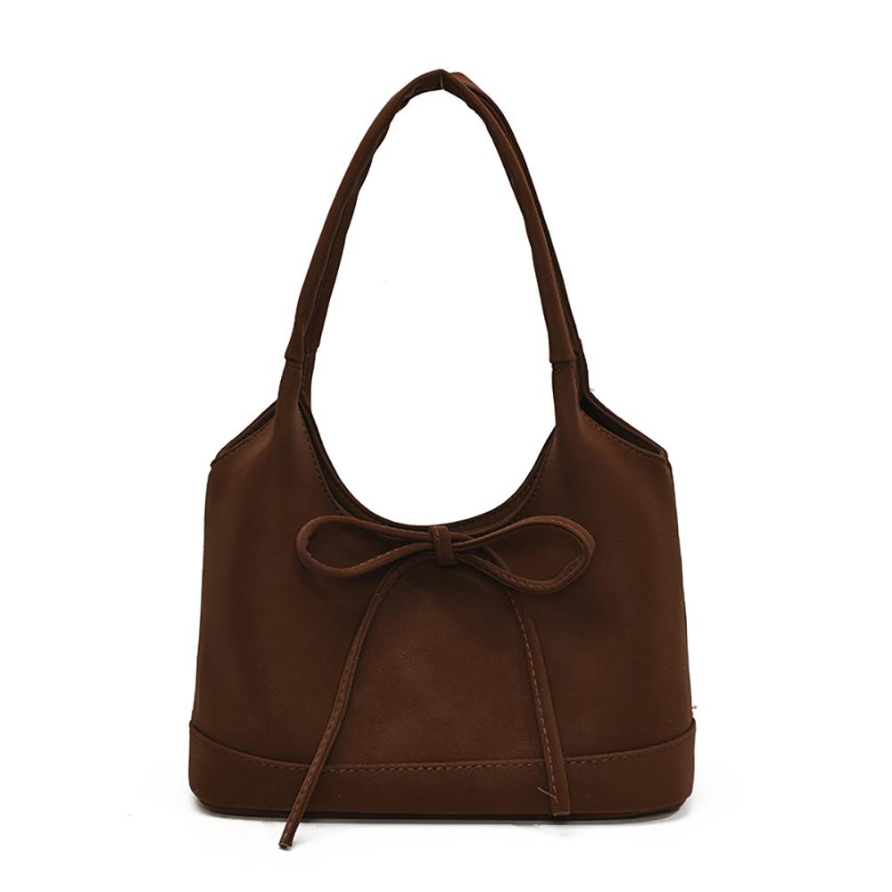 Brown Solid One Handle Shoulder Bag