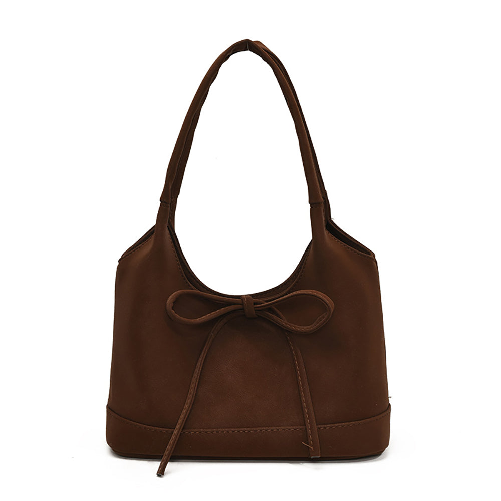 Brown Solid One Handle Shoulder Bag