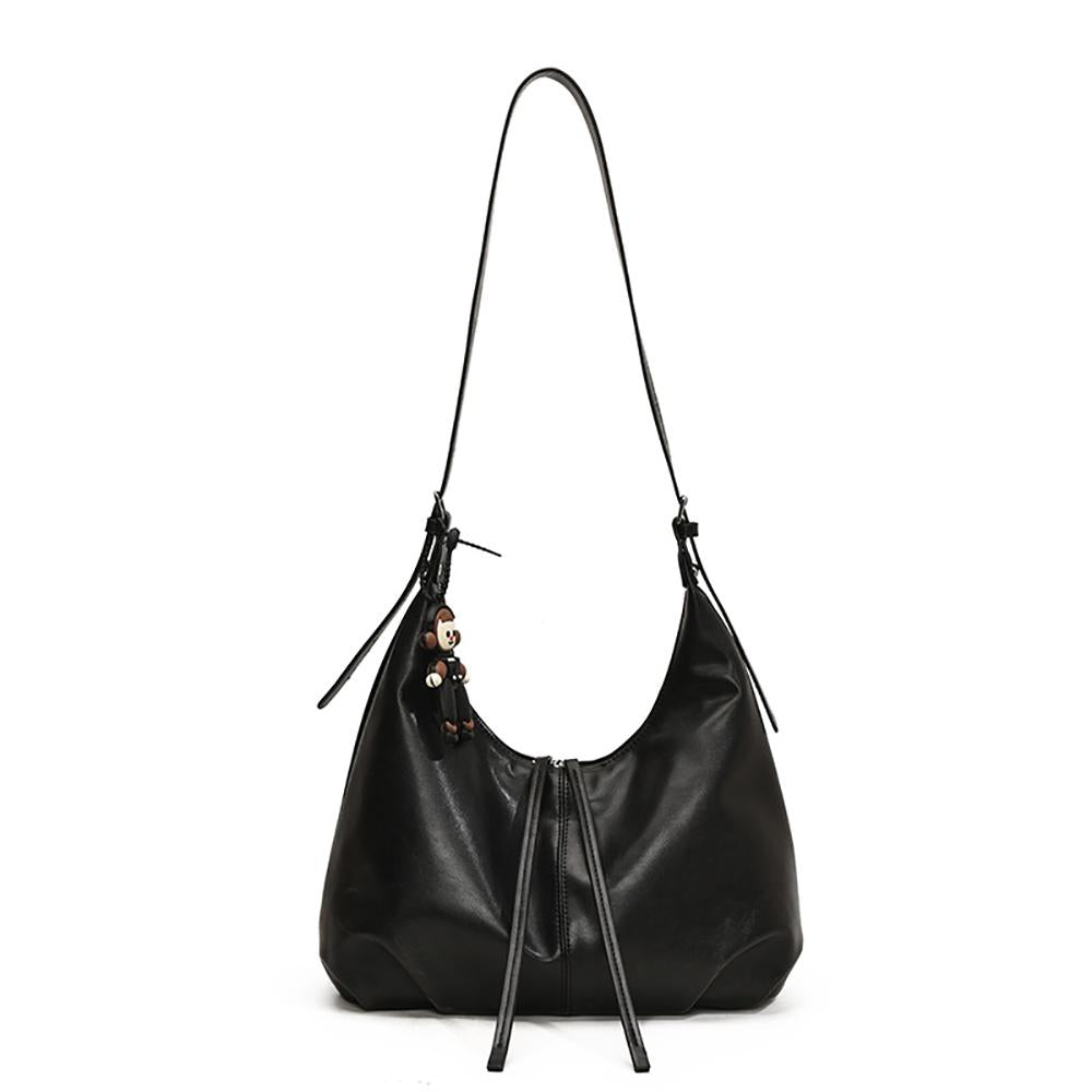 Black Solid One Handle Sling Bag