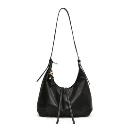 Black Solid One Handle Sling Bag