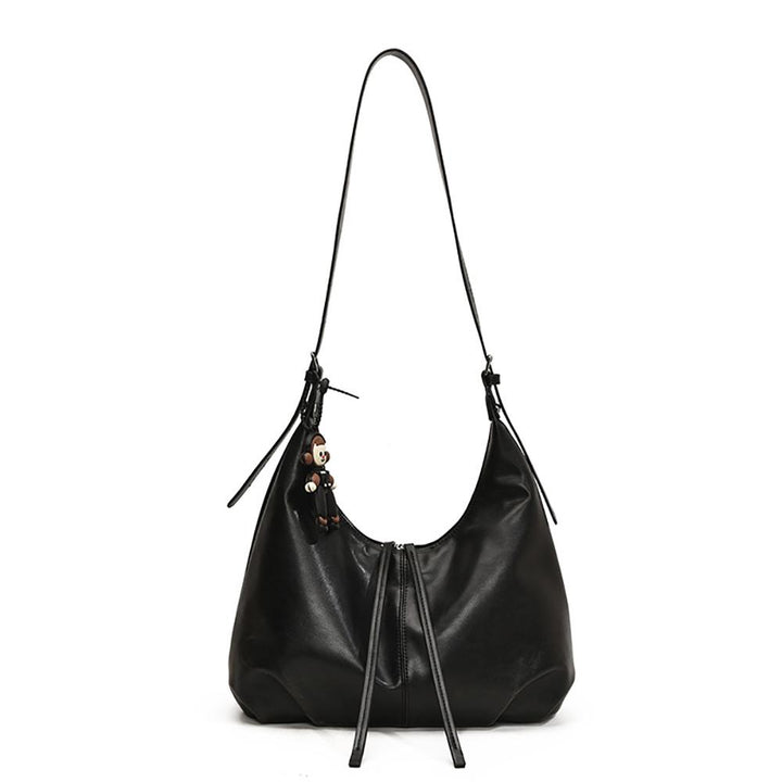Black Solid One Handle Sling Bag