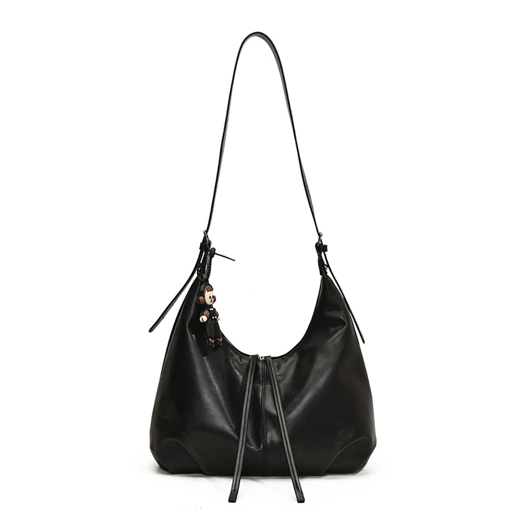 Black Solid One Handle Sling Bag