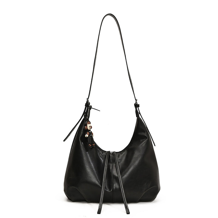 Black Solid One Handle Sling Bag