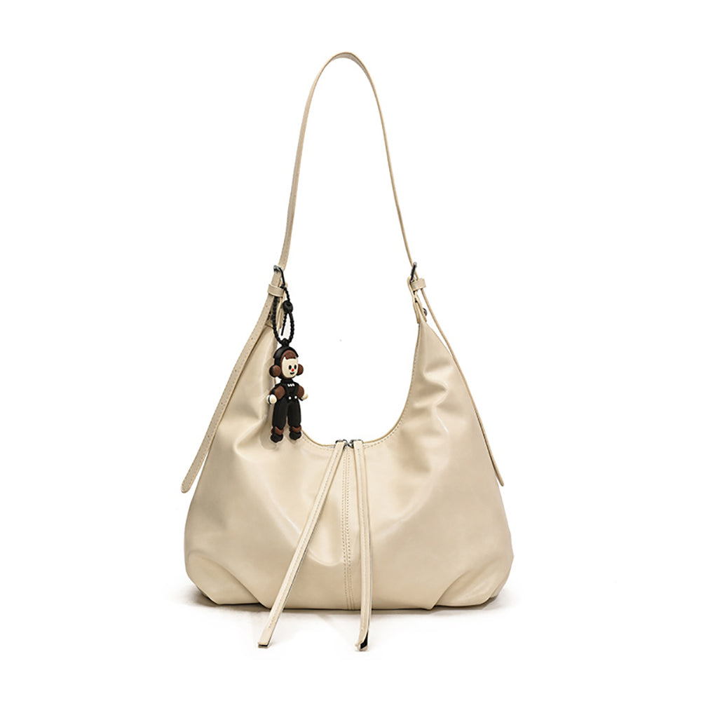 White Solid One Handle Sling Bag