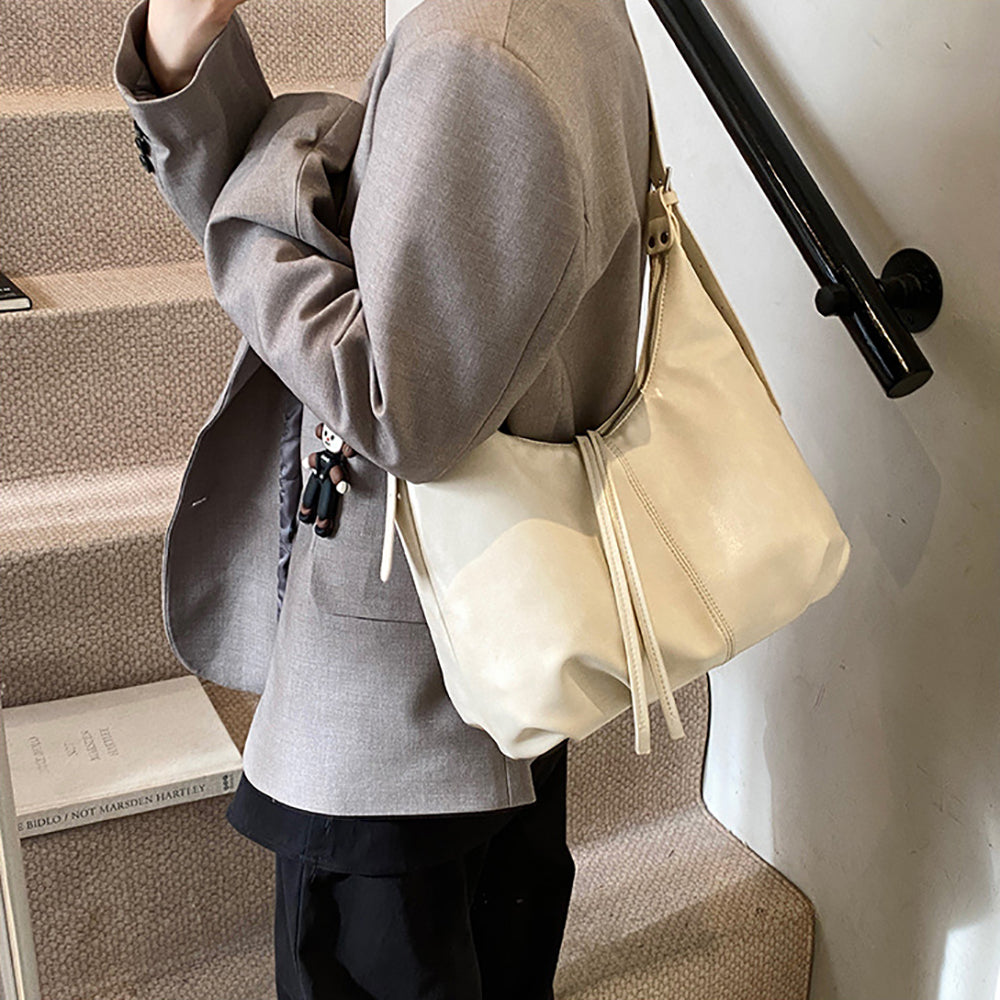 White Solid One Handle Sling Bag