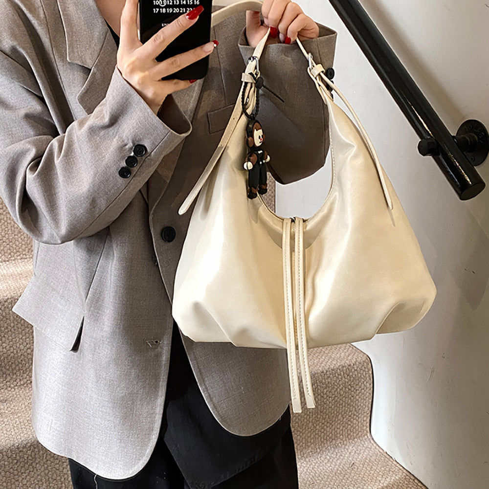 White Solid One Handle Sling Bag