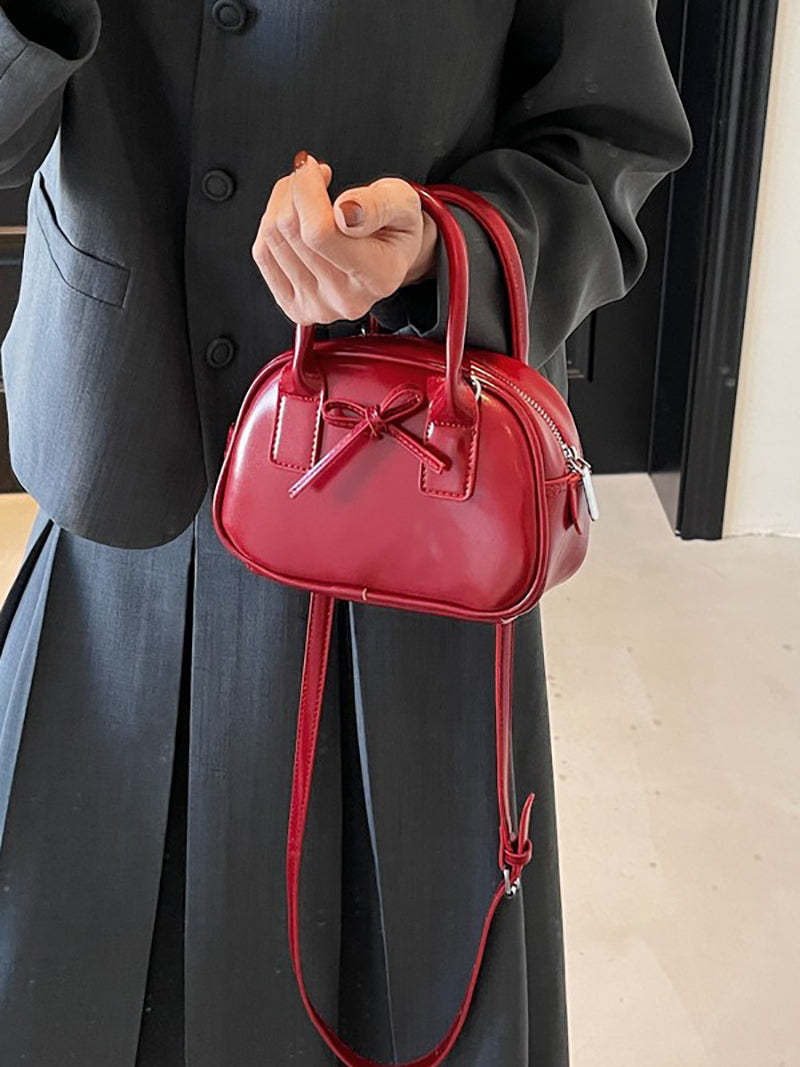 Maroon Solid Two Handles Sling Bag