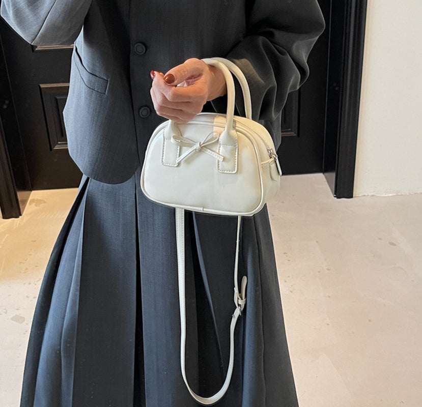 Off White Solid Two Handles Sling Bag