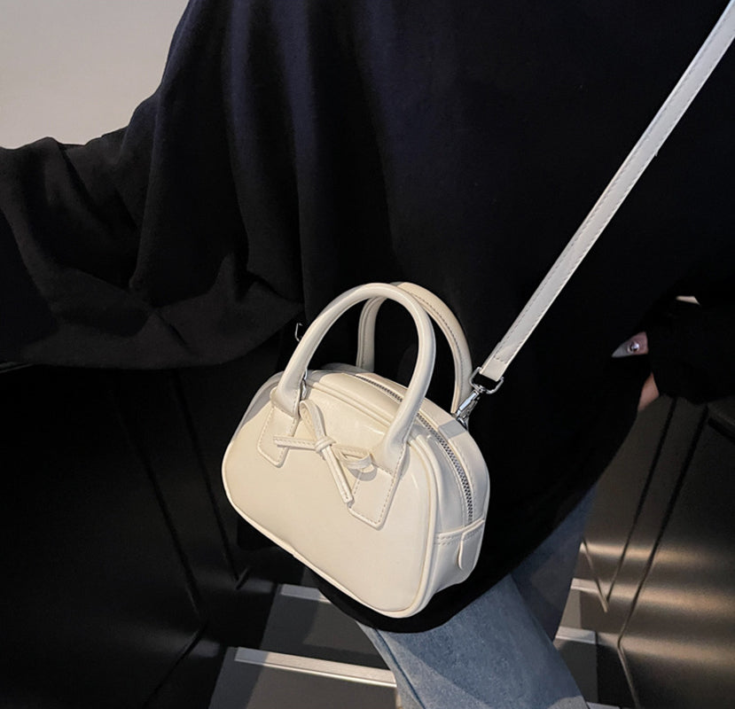 Off White Solid Two Handles Sling Bag