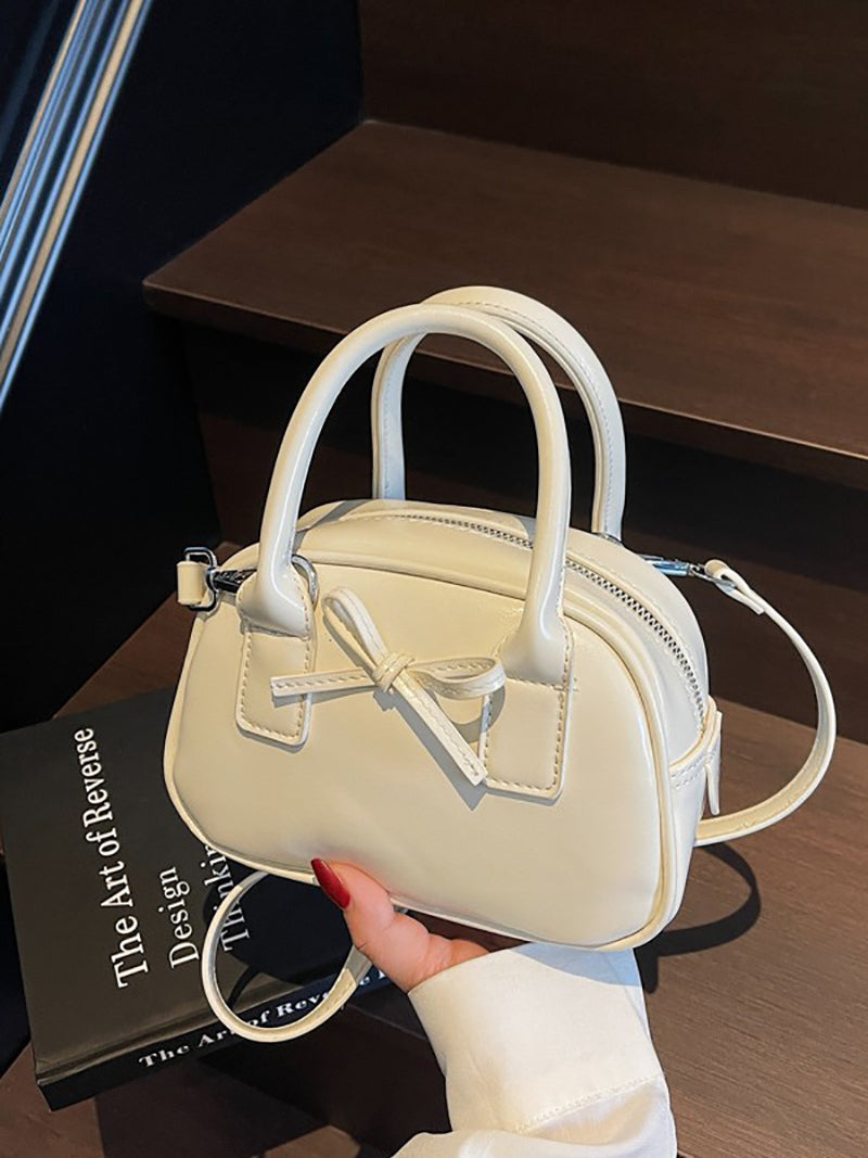 Off White Solid Two Handles Sling Bag