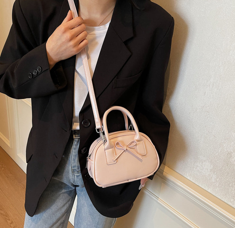 Pink Solid Two Handles Sling Bag
