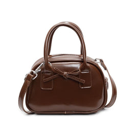 Brown Solid Two Handles Sling Bag