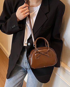 Brown Solid Two Handles Sling Bag