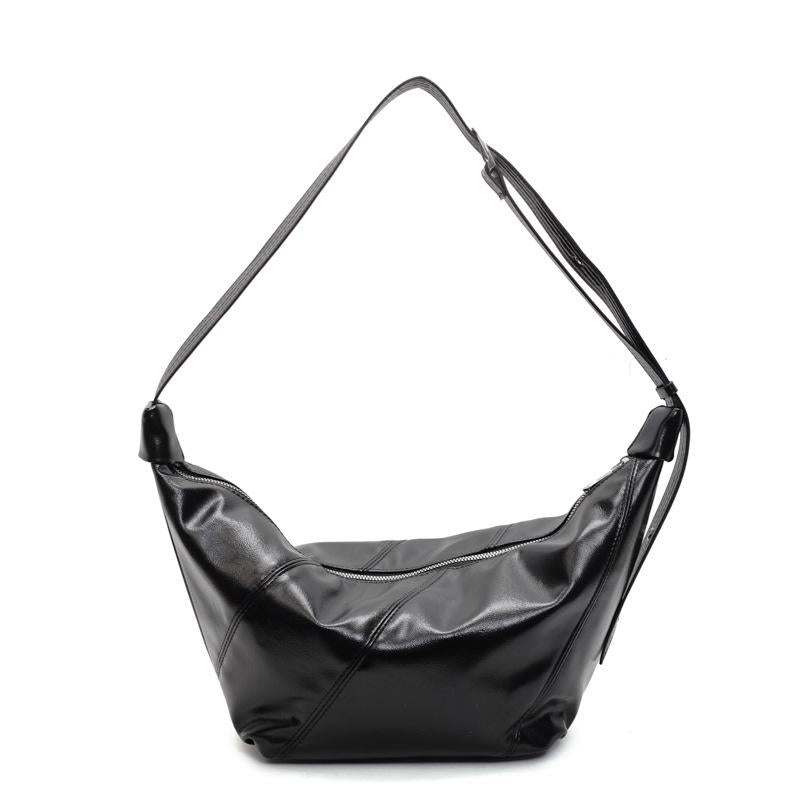 Black Solid One Handle Shoulder Bag