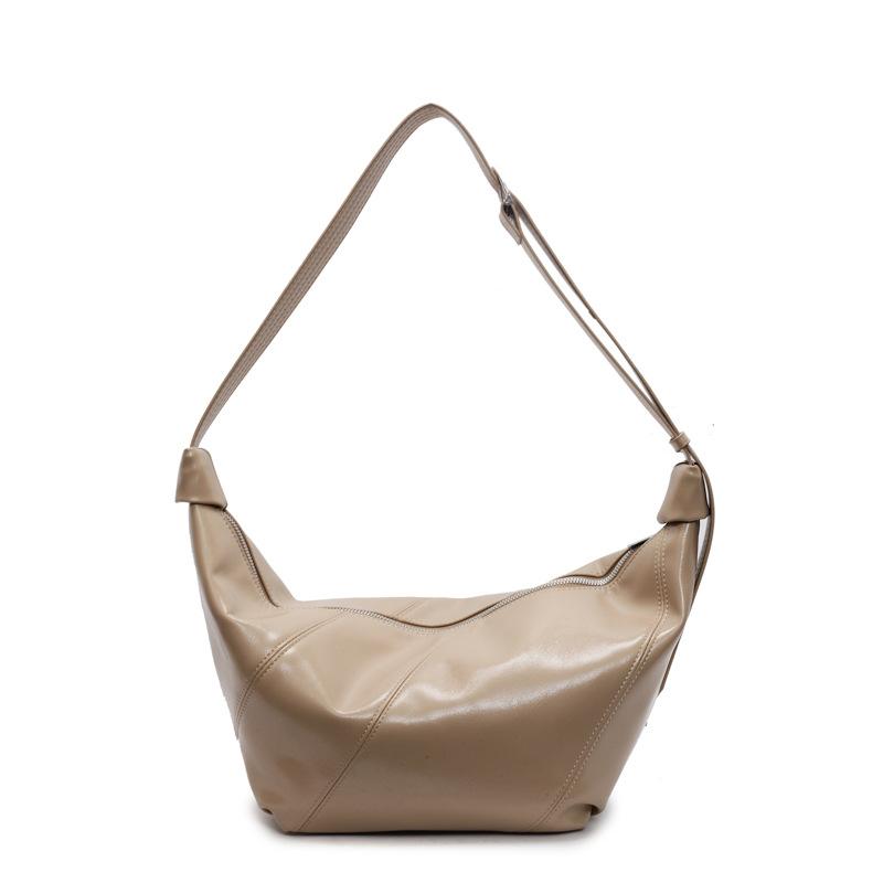 Khaki Solid One Handle Shoulder Bag