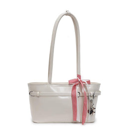 Off White Solid Two Handles Shoulder Bag