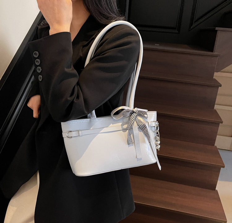Blue Solid Two Handles Shoulder Bag
