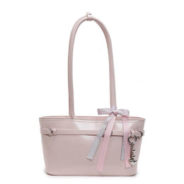 Pink Solid Two Handles Shoulder Bag