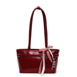 Maroon Solid Two Handles Shoulder Bag