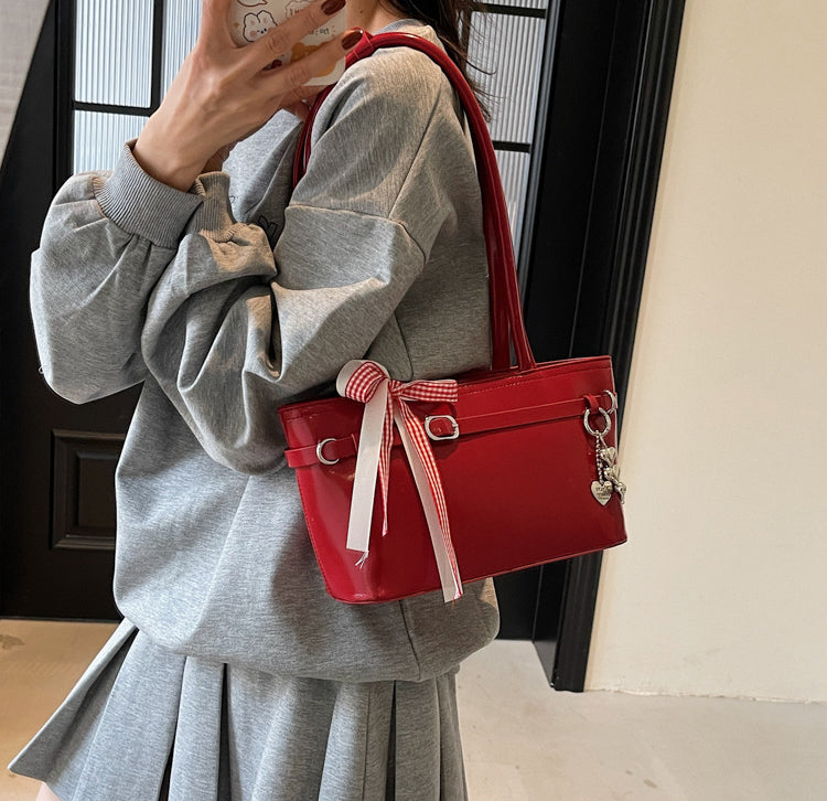 Maroon Solid Two Handles Shoulder Bag